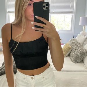 Zara Black Satin Crop Top